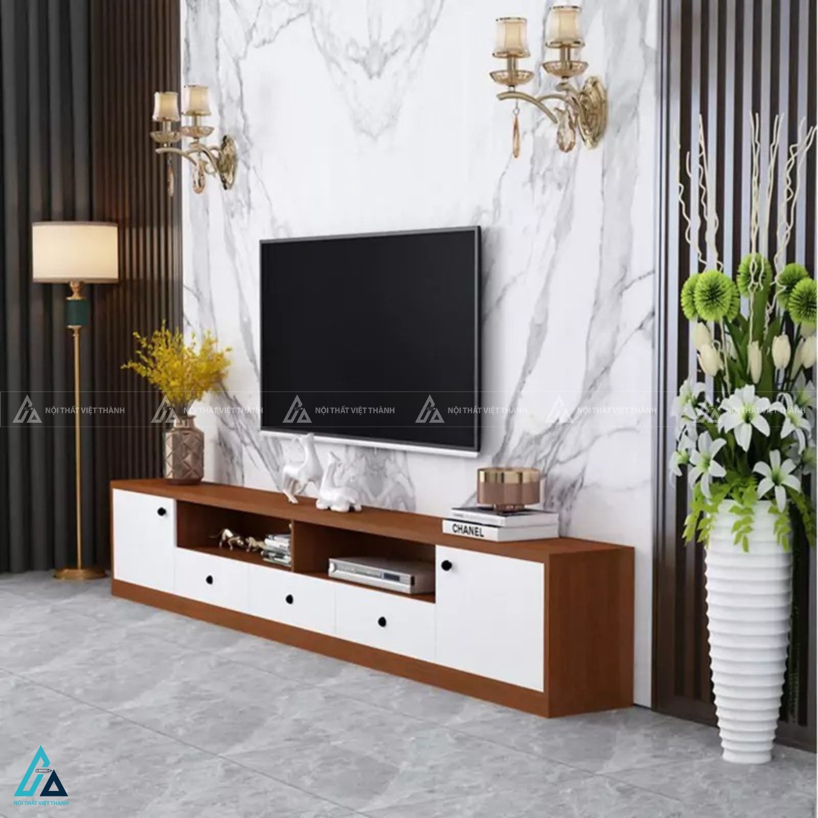 Kệ tivi gỗ công nghiệp hiện đại thiết kế khoa học tiện dụng 2