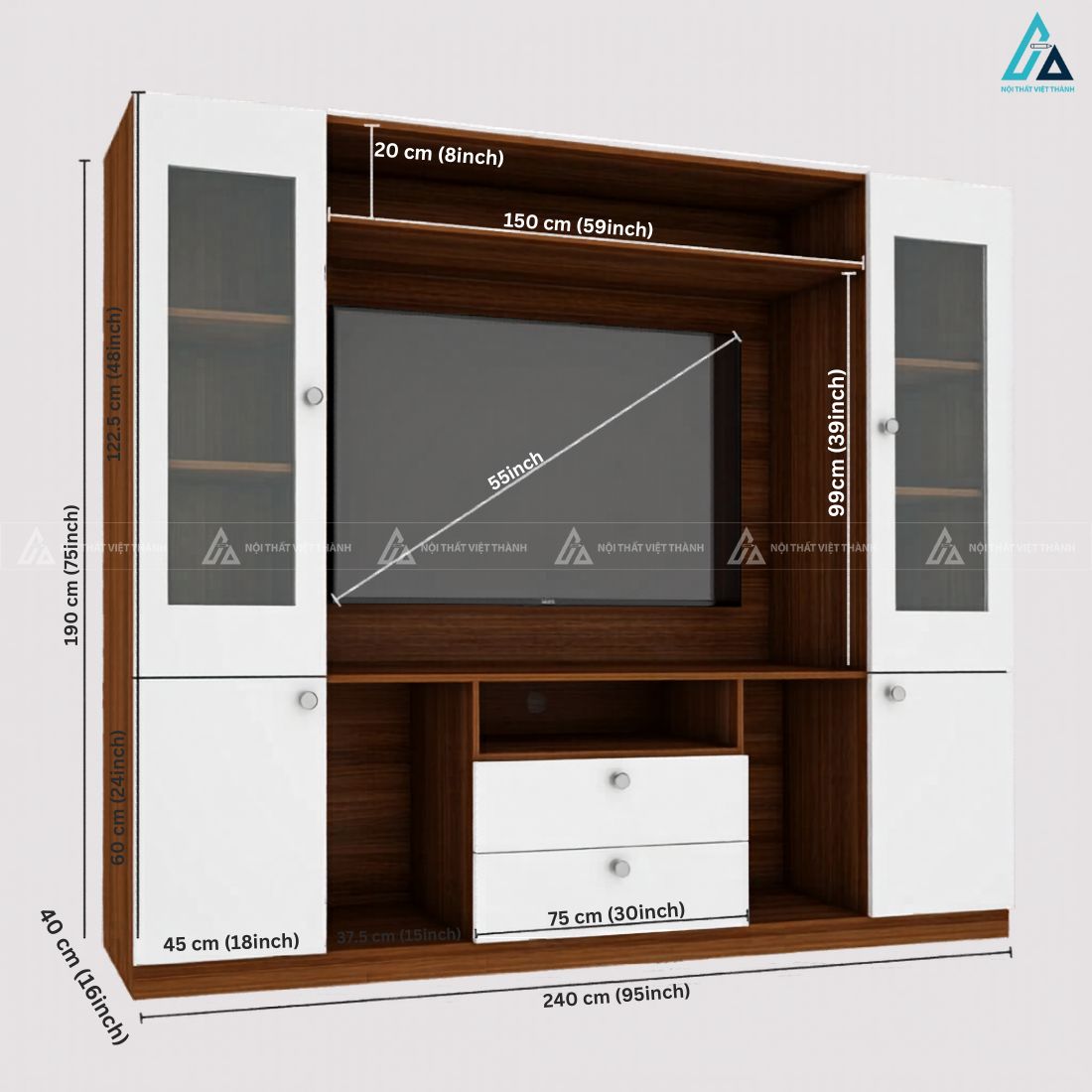 Kệ tivi phòng khách đa năng thiết kế tủ kính trưng bày đẳng cấp 3