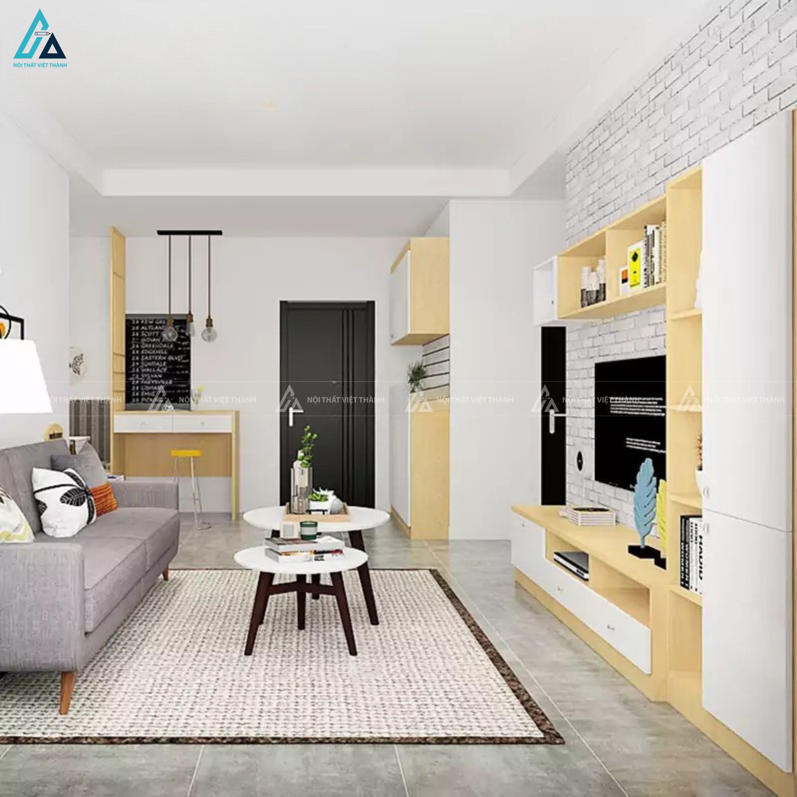 Hệ tủ kệ tivi gỗ công nghiệp đa năng cho phòng khách hiện đại 2