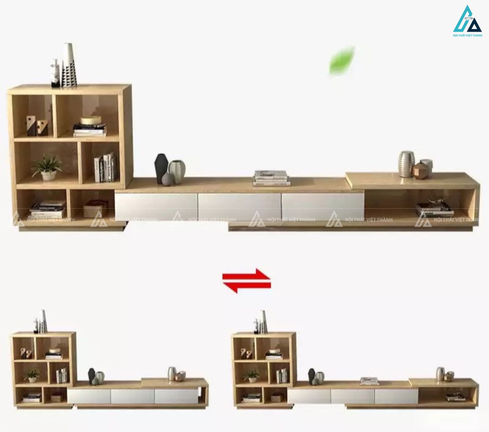 Kệ tivi gỗ công nghiệp kết hợp tủ trang trí tối ưu không gian sống 2