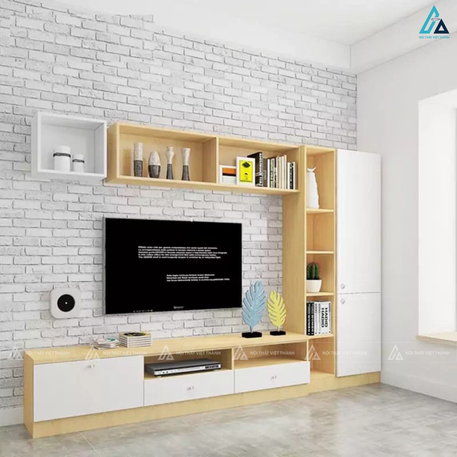 Hệ tủ kệ tivi gỗ công nghiệp đa năng cho phòng khách hiện đại 1