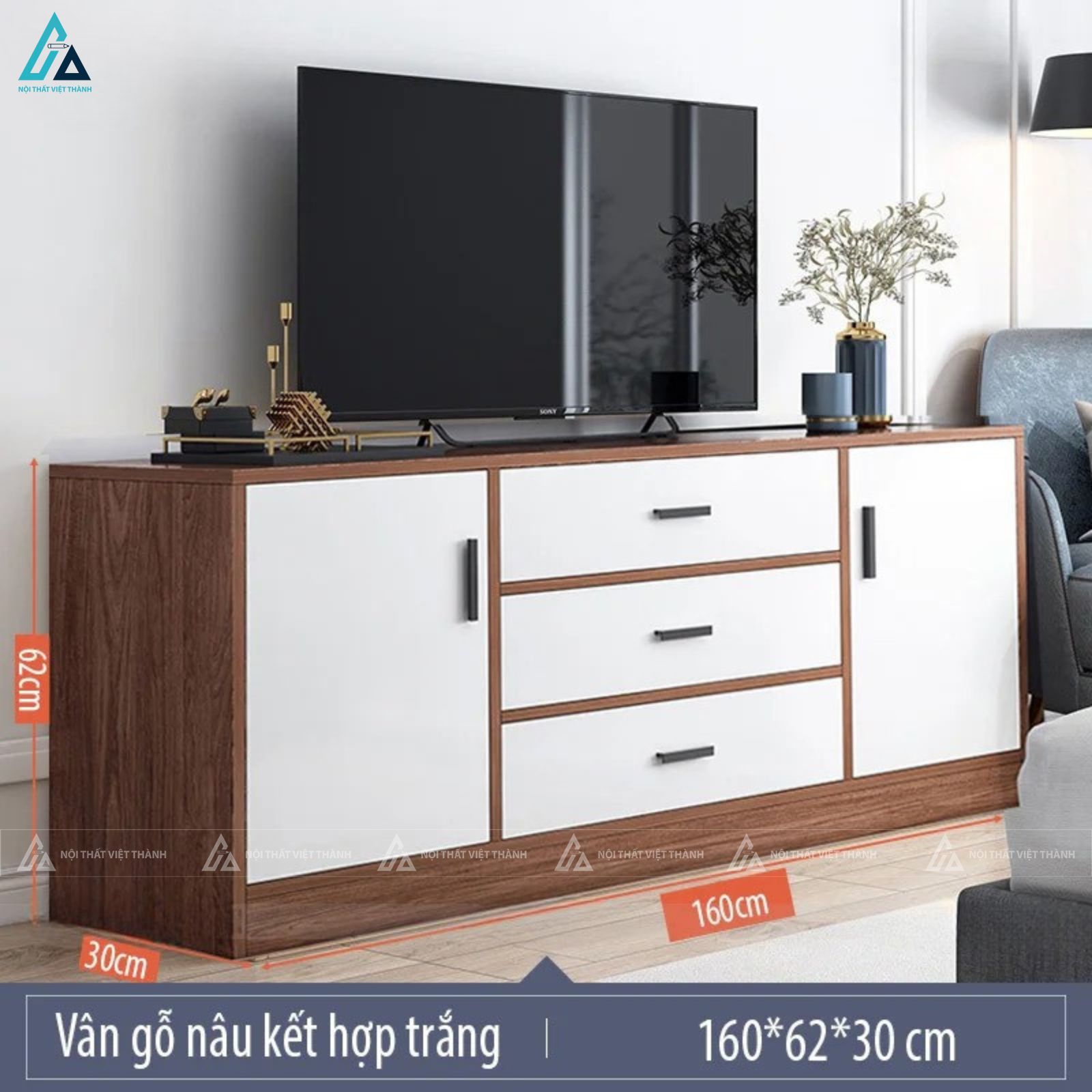 Kệ tivi gỗ công nghiệp phối cánh trắng tinh tế bền bỉ chất lượng 5