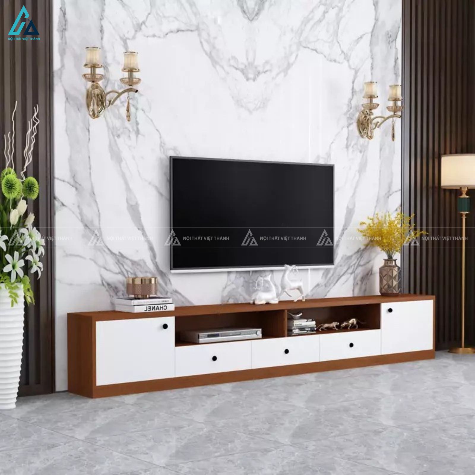 Kệ tivi gỗ công nghiệp hiện đại thiết kế khoa học tiện dụng 3