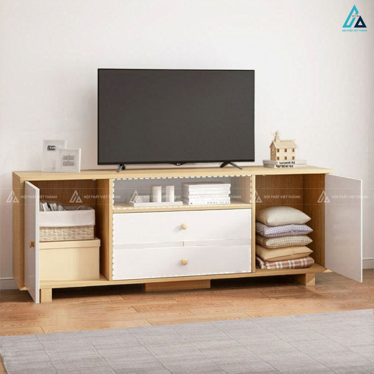Kệ tivi gỗ công nghiệp kiểu dáng tối giản tinh tế cho gia đình 1