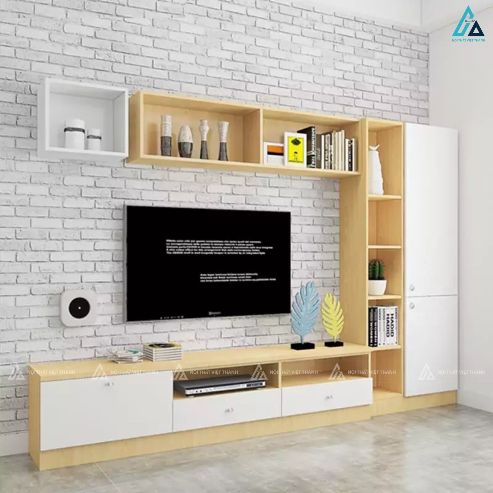Hệ tủ kệ tivi gỗ công nghiệp đa năng cho phòng khách hiện đại 4