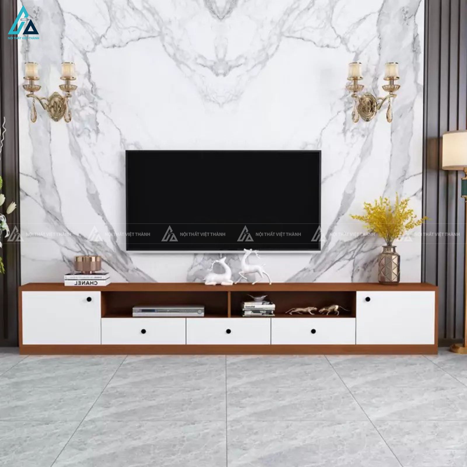 Kệ tivi gỗ công nghiệp hiện đại thiết kế khoa học tiện dụng