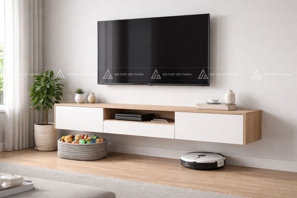 Mẫu kệ tivi treo tường tiết kiệm diện tích