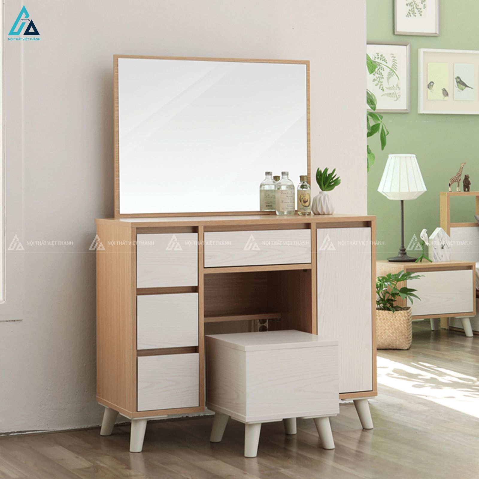 Mẫu bàn trang điểm gương lớn kiểu dáng hiện đại sang trọng bền đẹp