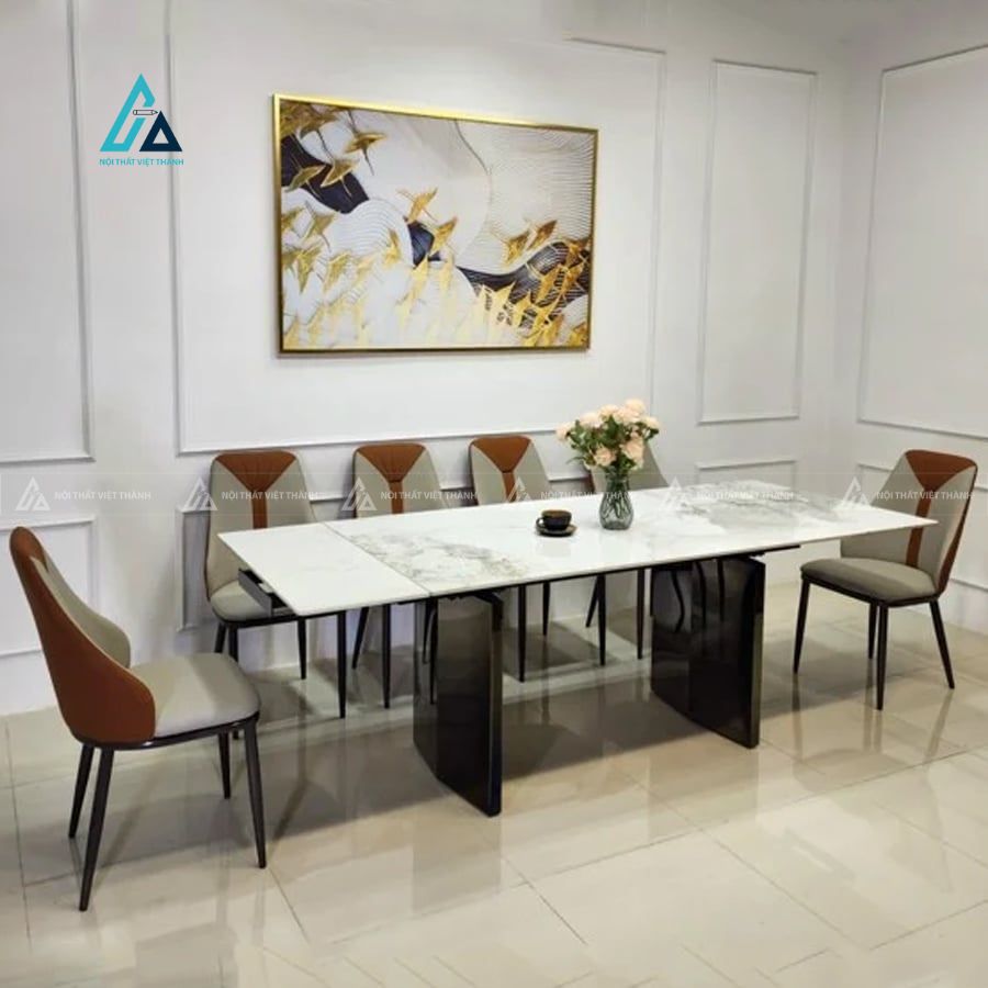 Bộ bàn ăn mặt đá thiết kế mở rộng thông minh hiện đại sang trọng 1