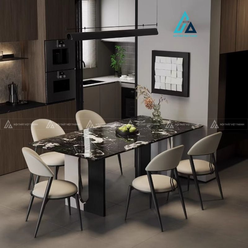Bộ bàn ăn mặt đá 6 ghế cao cấp thiết kế hiện đại sang trọng 1