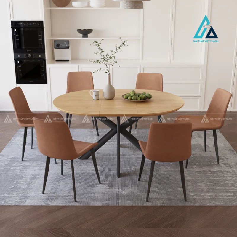 Bộ bàn ăn hiện đại với thiết kế oval tinh tế và sang trọng 1