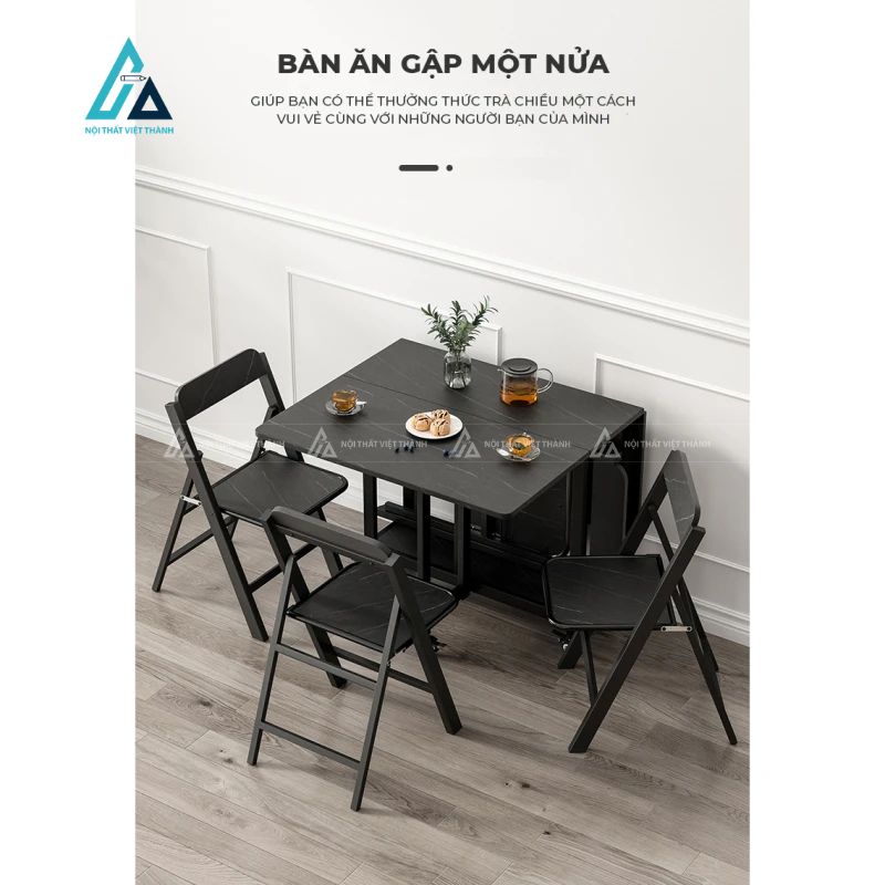 Bộ bàn ăn thiết kế gấp gọn thông minh đi kèm ghế xếp tiện lợi 2