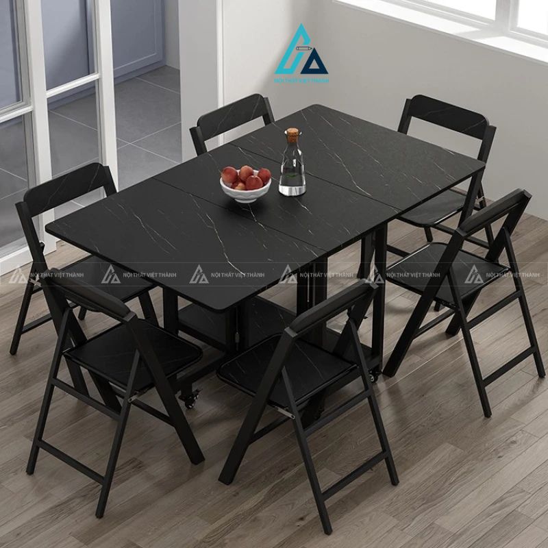 Bộ bàn ăn thiết kế gấp gọn thông minh đi kèm ghế xếp tiện lợi