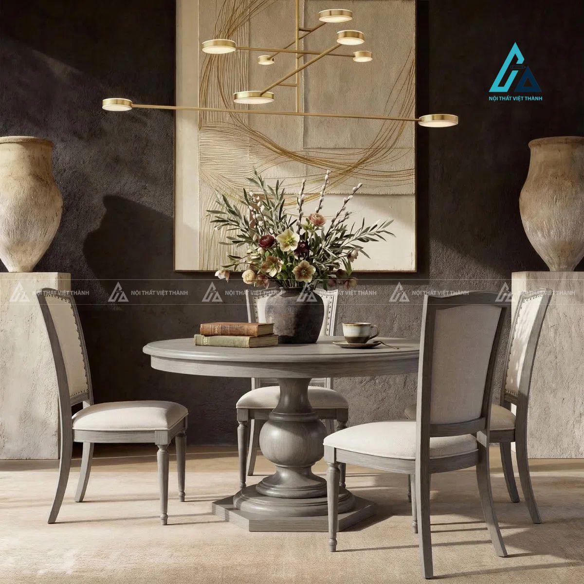 Bộ bàn ăn tròn phong cách cổ điển sang trọng và tinh tế 2