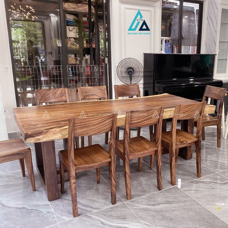 Bộ bàn ăn gỗ tự nhiên nguyên khối phong cách đẳng cấp và bề thế 3