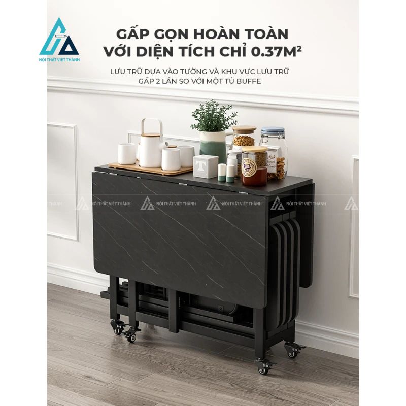 Bộ bàn ăn thiết kế gấp gọn thông minh đi kèm ghế xếp tiện lợi 3