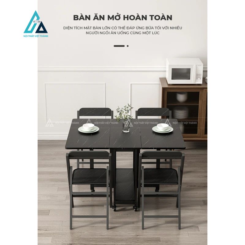 Bộ bàn ăn thiết kế gấp gọn thông minh đi kèm ghế xếp tiện lợi 4