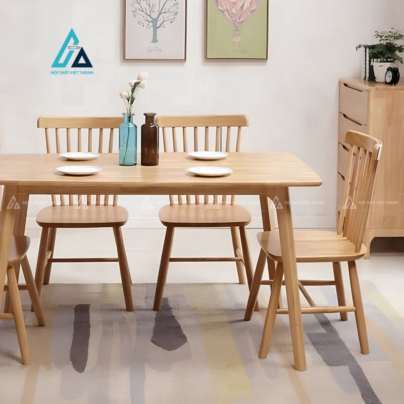 Bộ bàn ăn thiết kế nan gỗ tối giản cho không gian ấm cúng 4