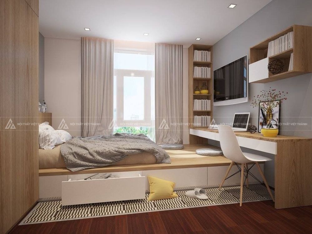Mẫu giường kết hợp bàn học đẹp và hiện đại