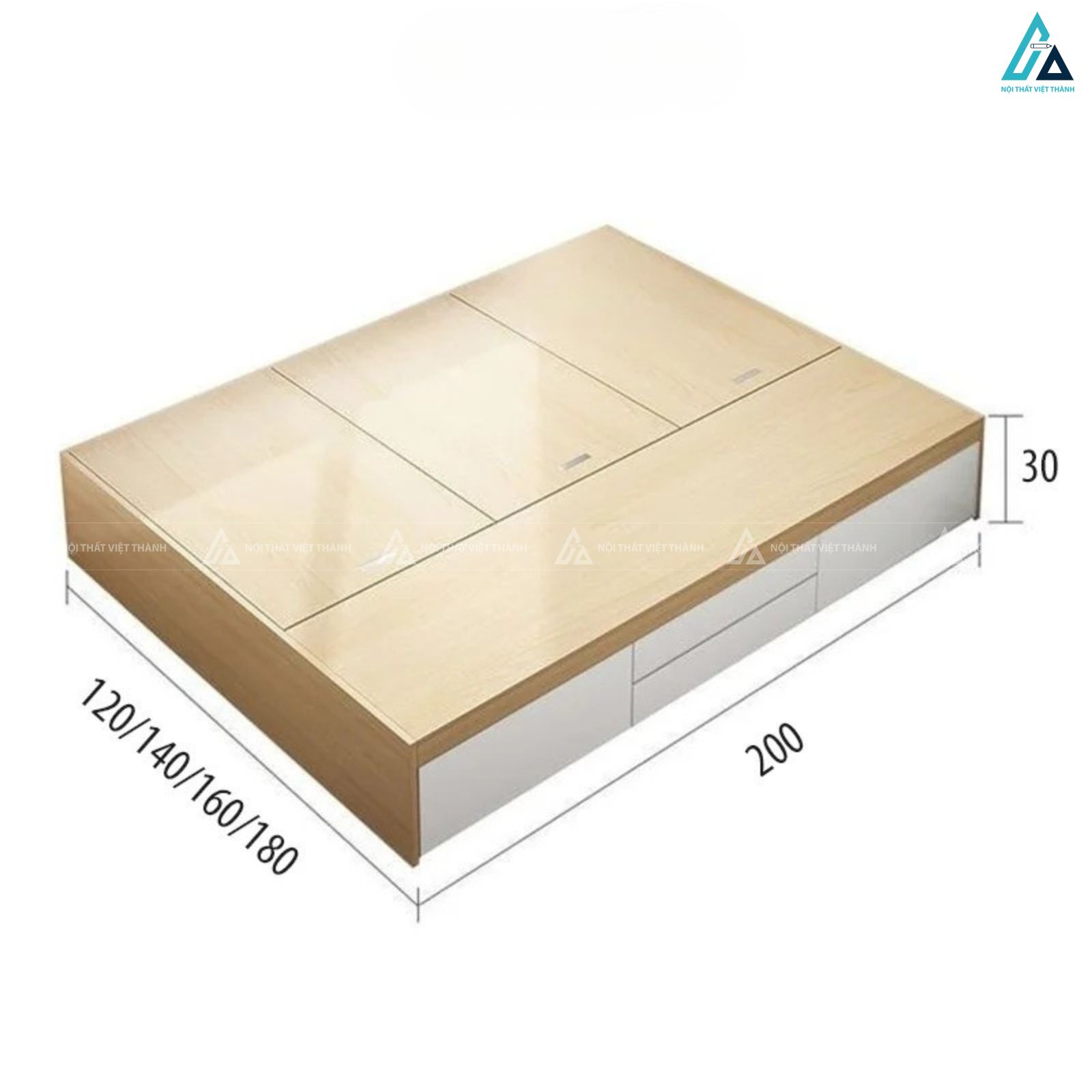 Giường ngủ gỗ công nghiệp bệt hiện đại kết hợp hộc chứa đồ đa năng 3