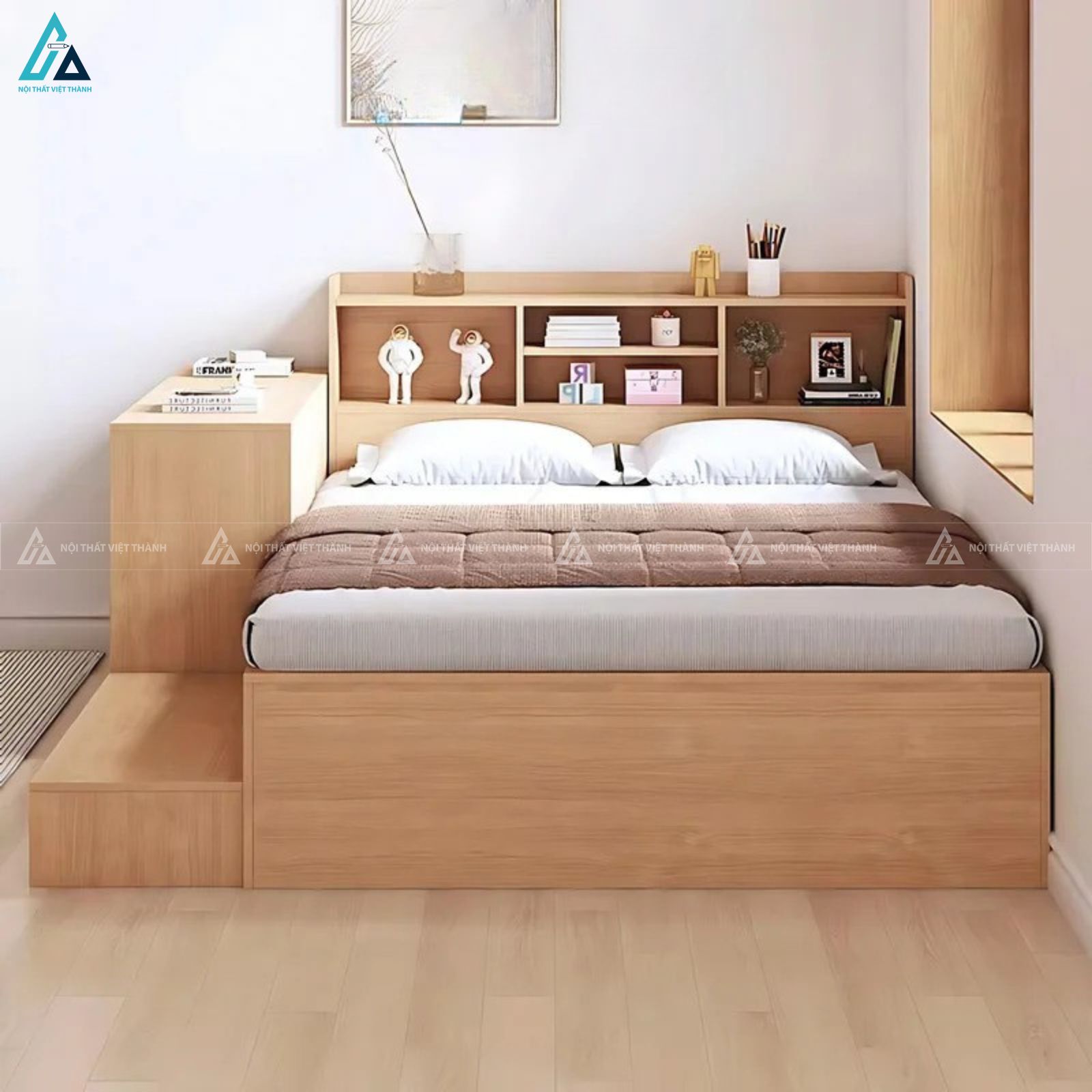 Giường ngủ gỗ công nghiệp tích hợp bàn làm việc thông minh tiện lợi 1