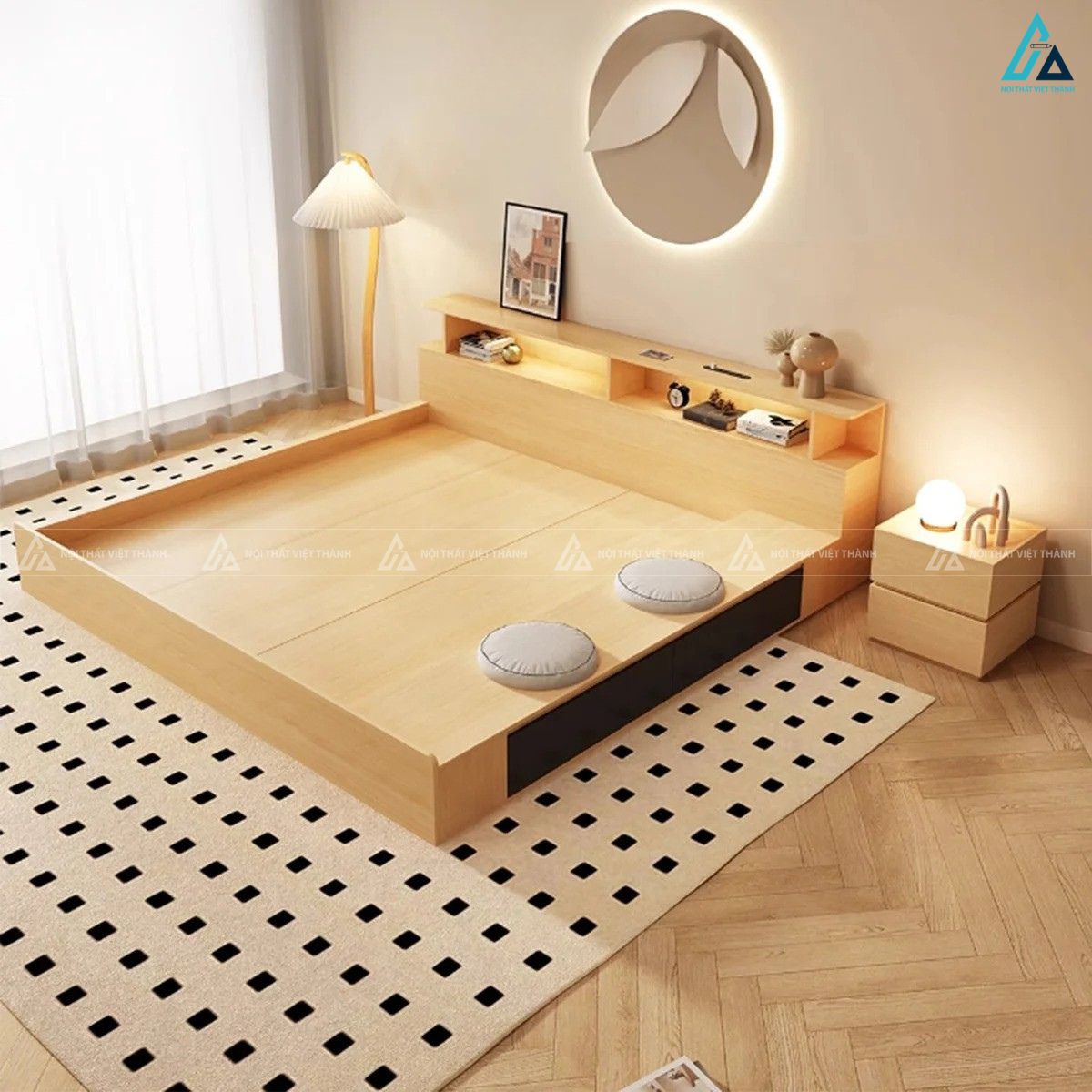 Giường ngủ gỗ công nghiệp phong cách tối giản cho phòng ngủ ấm cúng 1