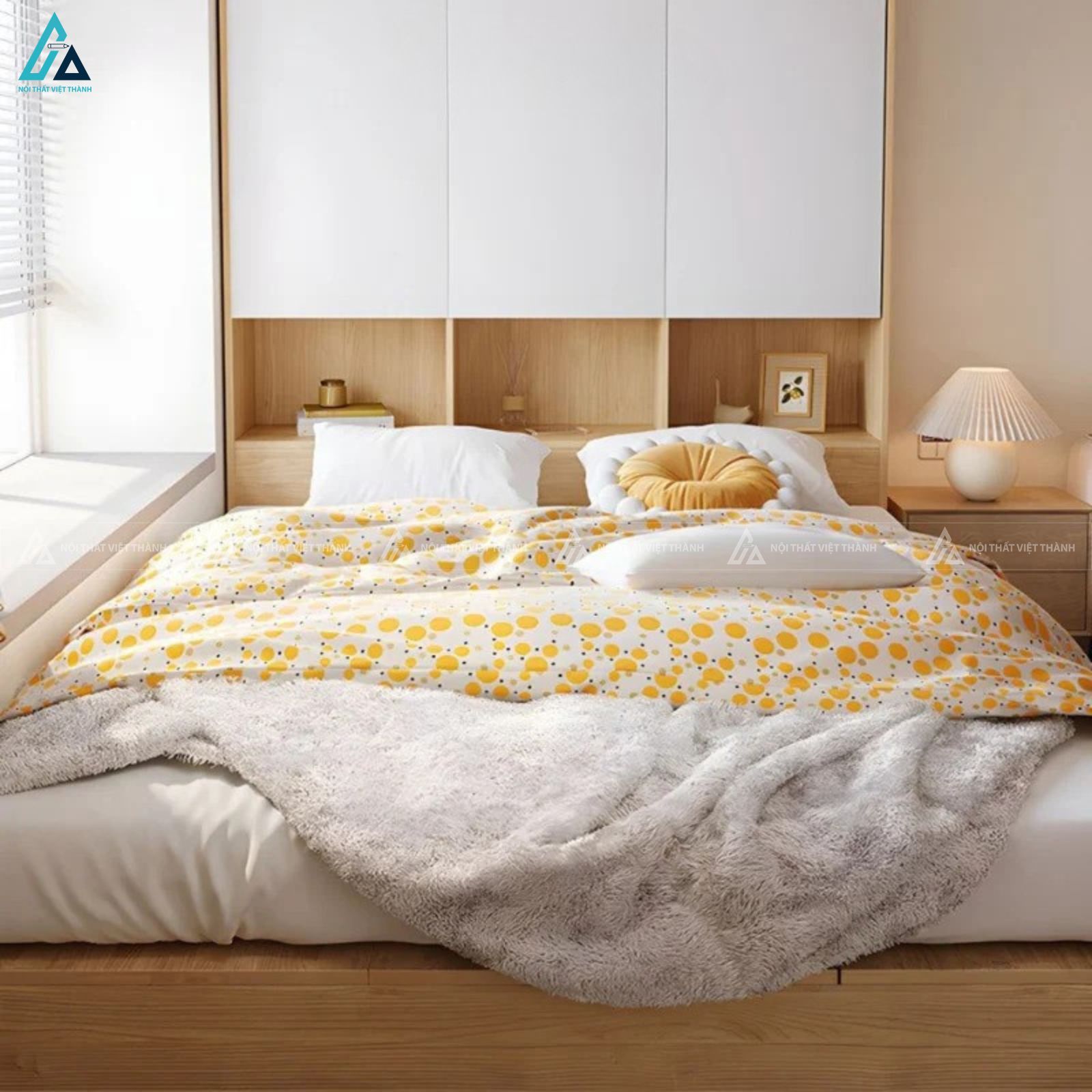 Mẫu giường ngủ gỗ công nghiệp đa năng tích hợp tủ quần áo hiện đại 1