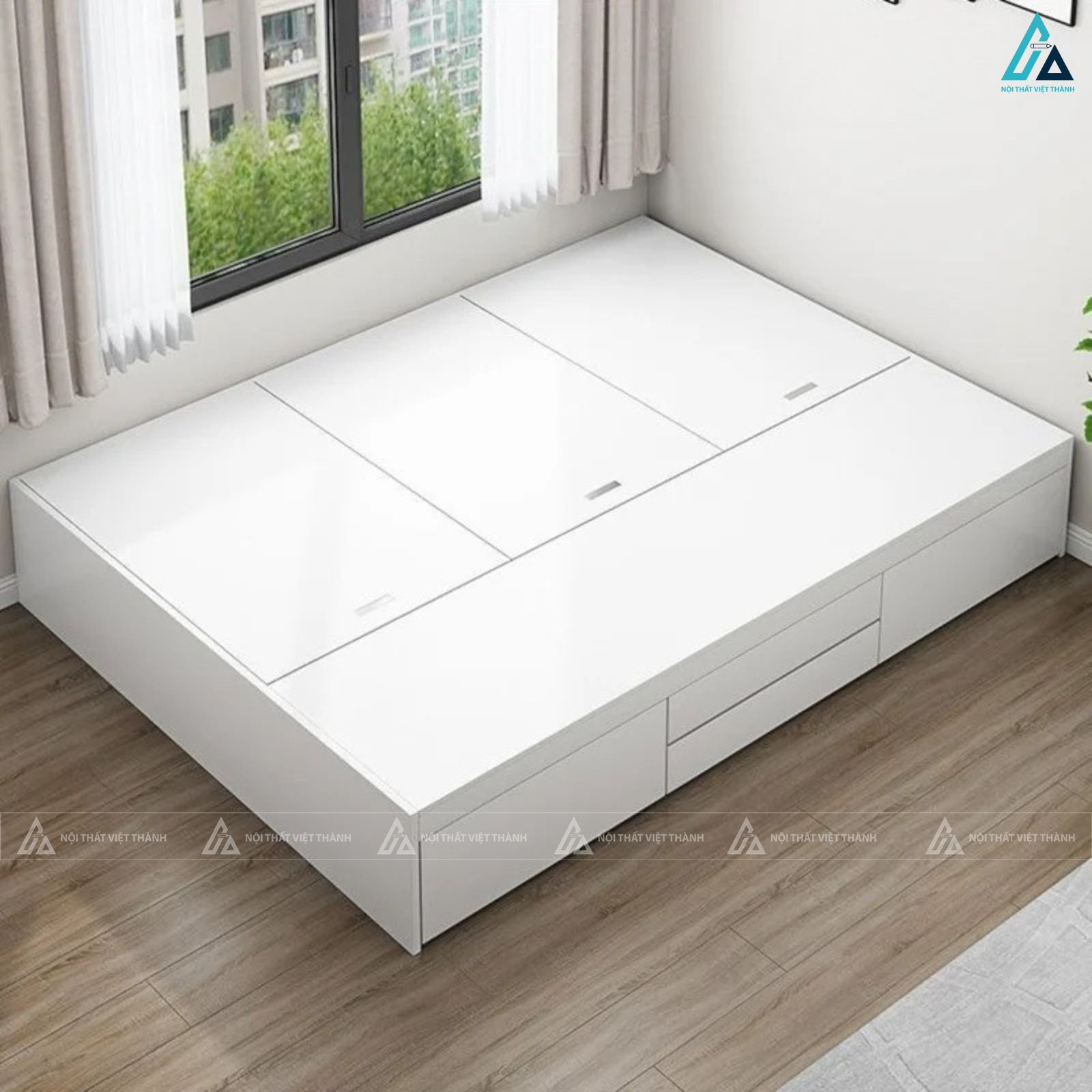 Giường ngủ gỗ công nghiệp bệt hiện đại kết hợp hộc chứa đồ đa năng 1