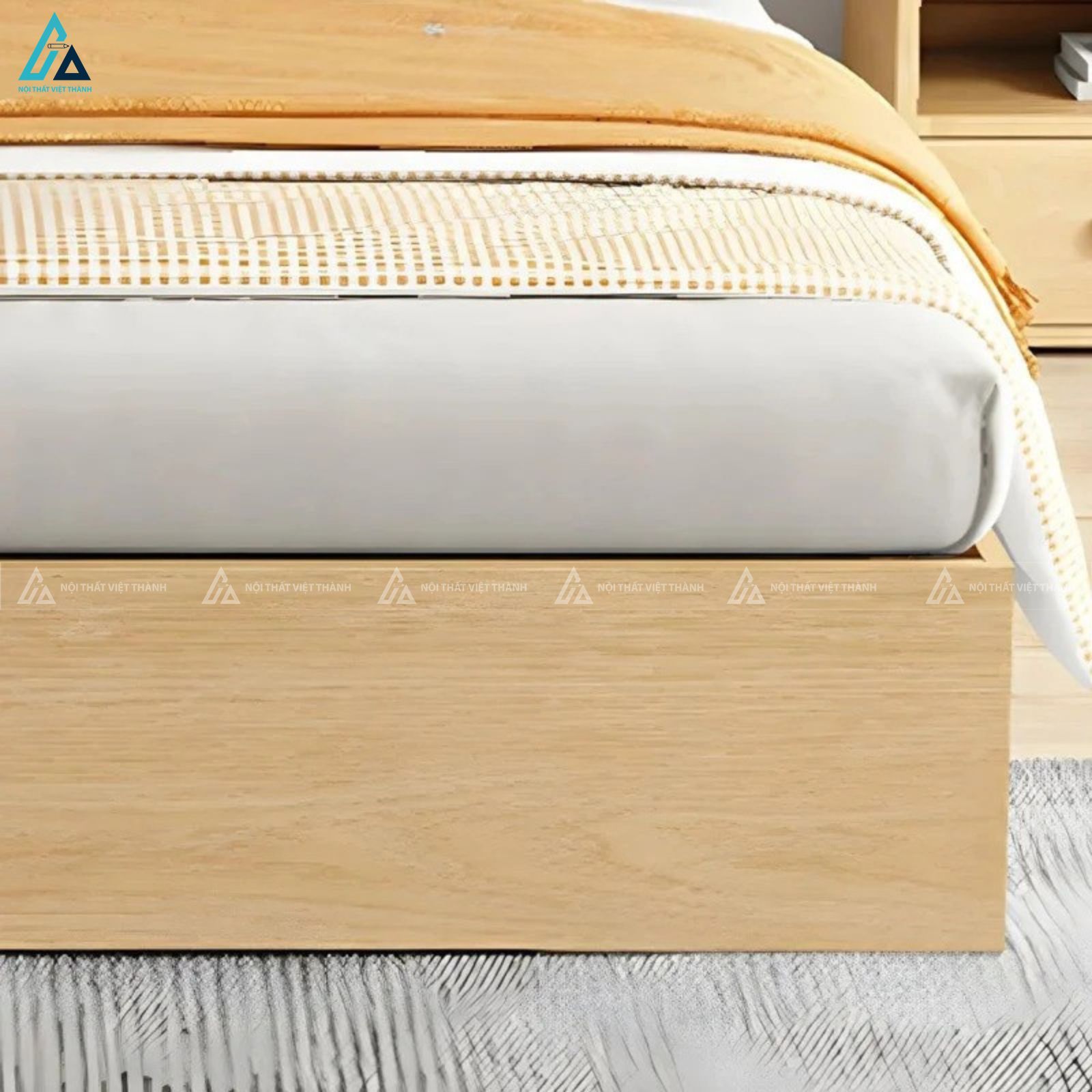 Giường ngủ gỗ công nghiệp hiện đại tích hợp kệ để đồ đầu giường 3