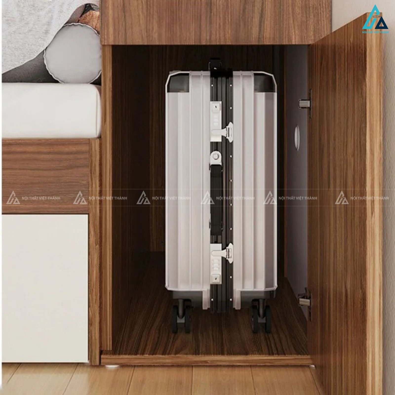 Mẫu giường ngủ gỗ công nghiệp có ngăn kéo và tủ đồ tiện ích 3