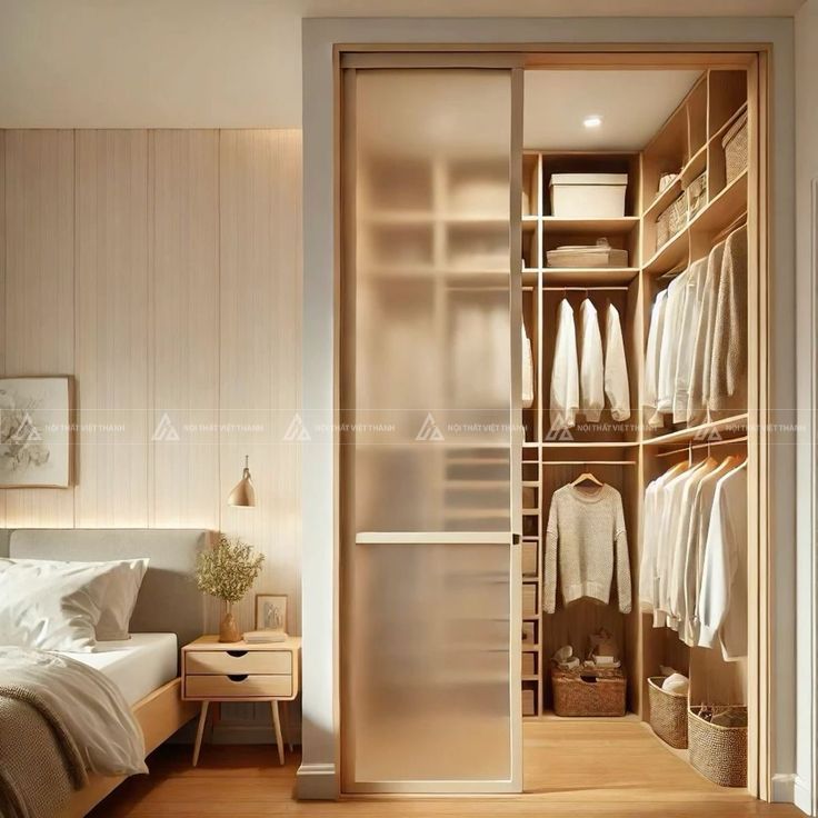 Mẫu phòng ngủ có phòng thay đồ màu sắc hài hoà