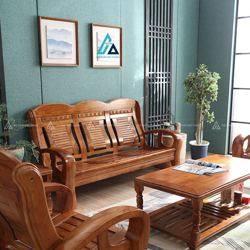 Salon thiết kế tựa lưng nan cong sang trọng cho phòng khách