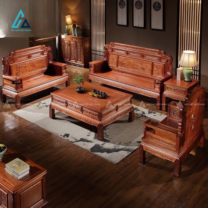 Bộ salon gỗ chạm khắc nghệ thuật tinh tế cho phòng khách 2