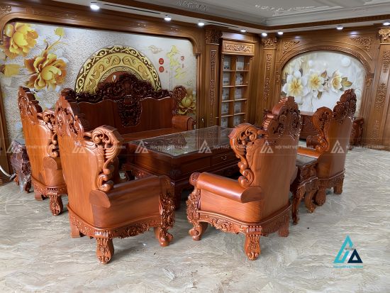 Bộ bàn ghế salon chạm khắc cầu kỳ đẳng cấp cho phòng khách