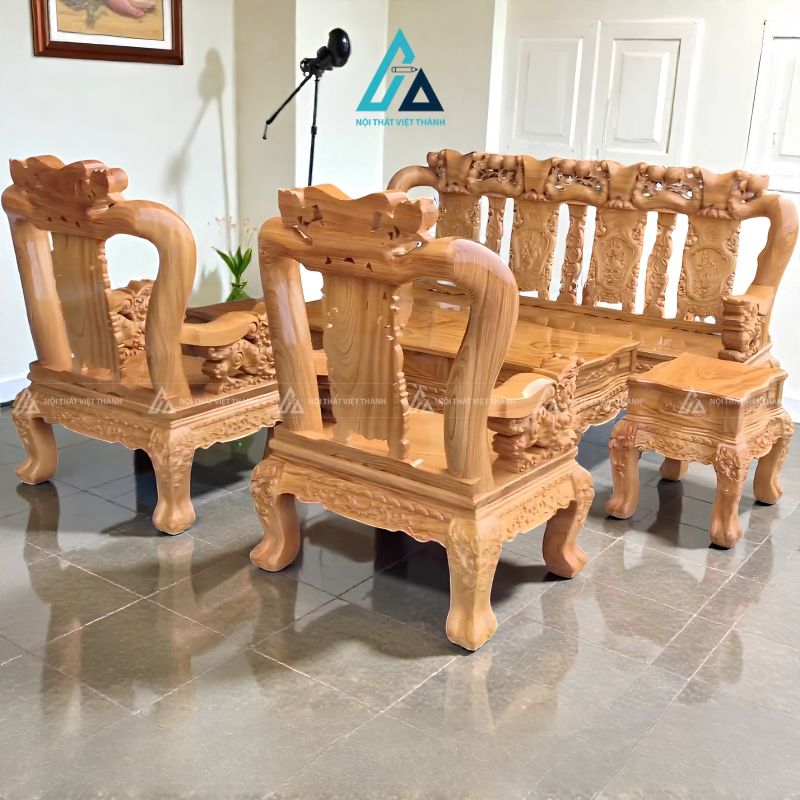 Bộ salon phòng khách chạm khắc tinh tế tạo vẻ đẹp thanh tao 2