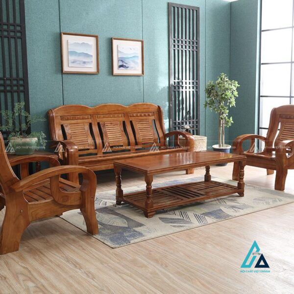 Salon thiết kế tựa lưng nan cong sang trọng cho phòng khách 2