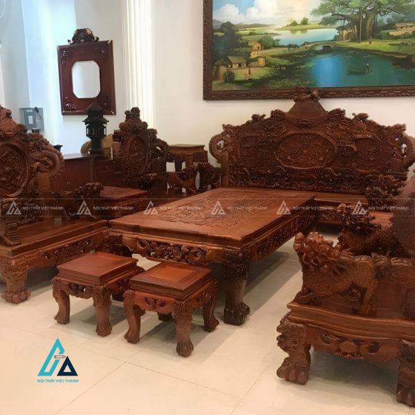 Bộ salon chạm rồng tạo vẻ đẹp quyền quý cho phòng khách 2
