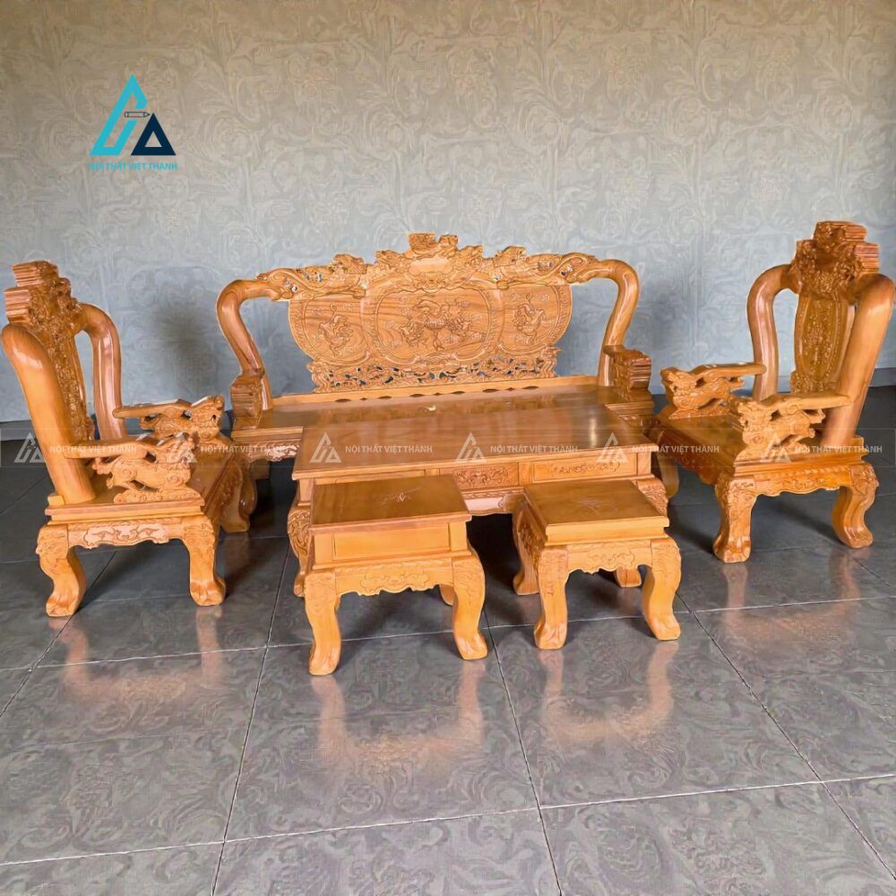 Bộ salon chạm khắc kỳ công kiến tạo không gian tiếp khách sang trọng