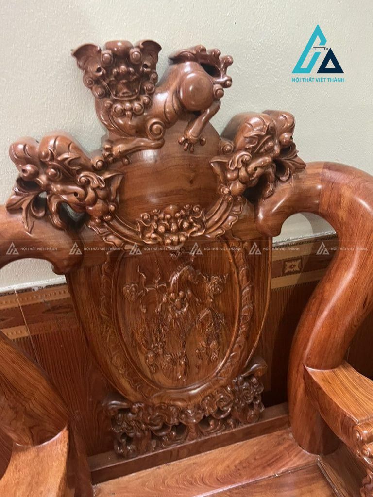 Bộ bàn ghế nghê phượng chạm khắc tinh xảo cho phòng khách 4