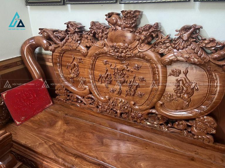 Bộ bàn ghế nghê phượng chạm khắc tinh xảo cho phòng khách 2