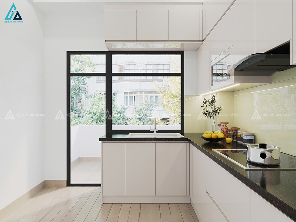 Tủ bếp acrylic cao cấp thiết kế hình chữ L hiện đại thông minh 1