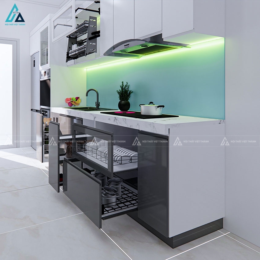 Hệ tủ bếp acrylic hiện đại tích hợp thiết bị âm tủ đa năng 1