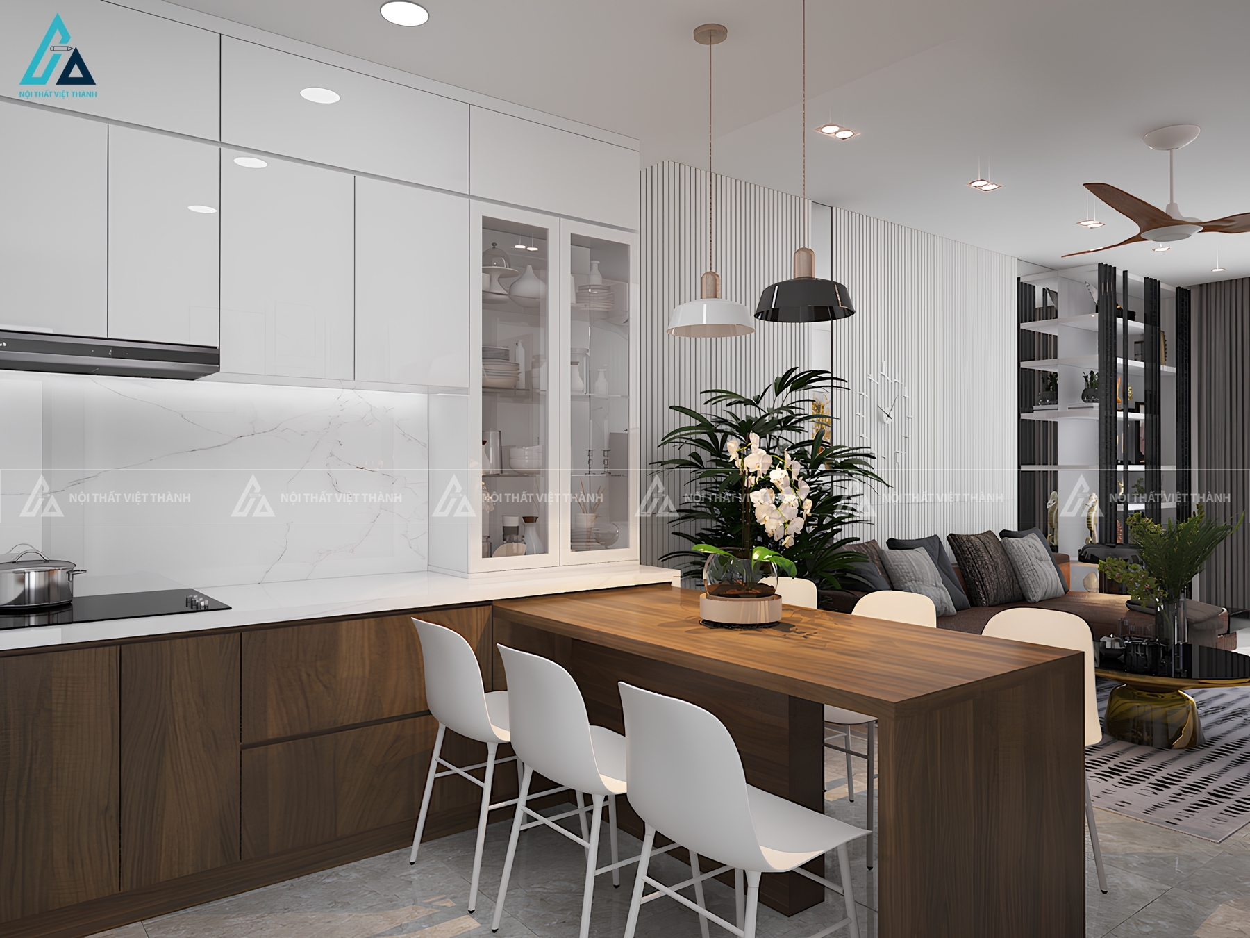 Tủ bếp hiện đại acrylic cao cấp thiết kế tối ưu không gian nhà bếp 2