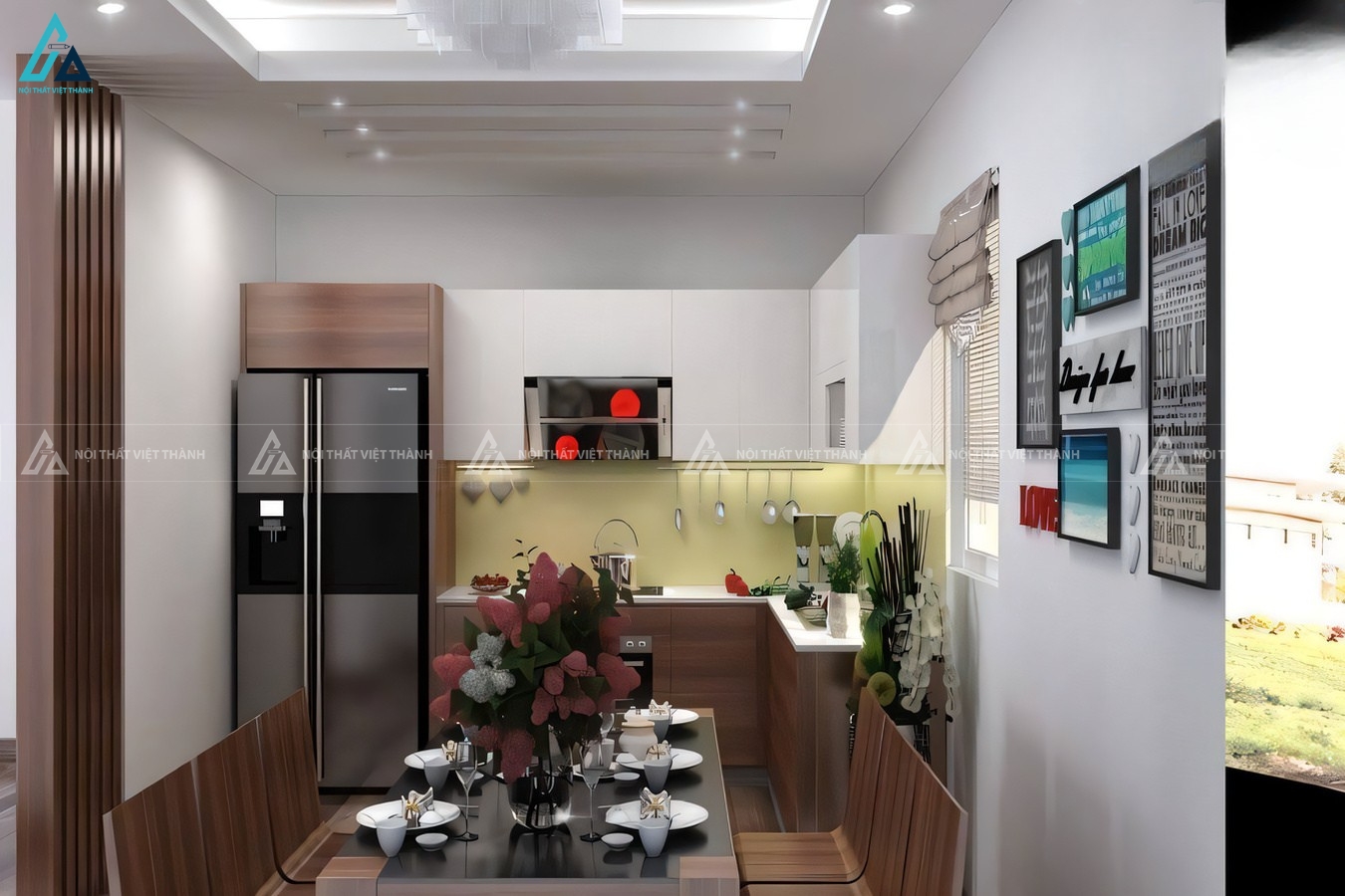 Tủ bếp acrylic bóng gương thiết kế tối ưu không gian bếp hiện đại 1