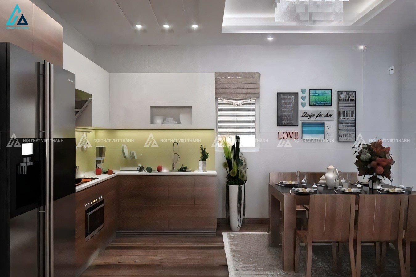 Tủ bếp acrylic bóng gương thiết kế tối ưu không gian bếp hiện đại 2