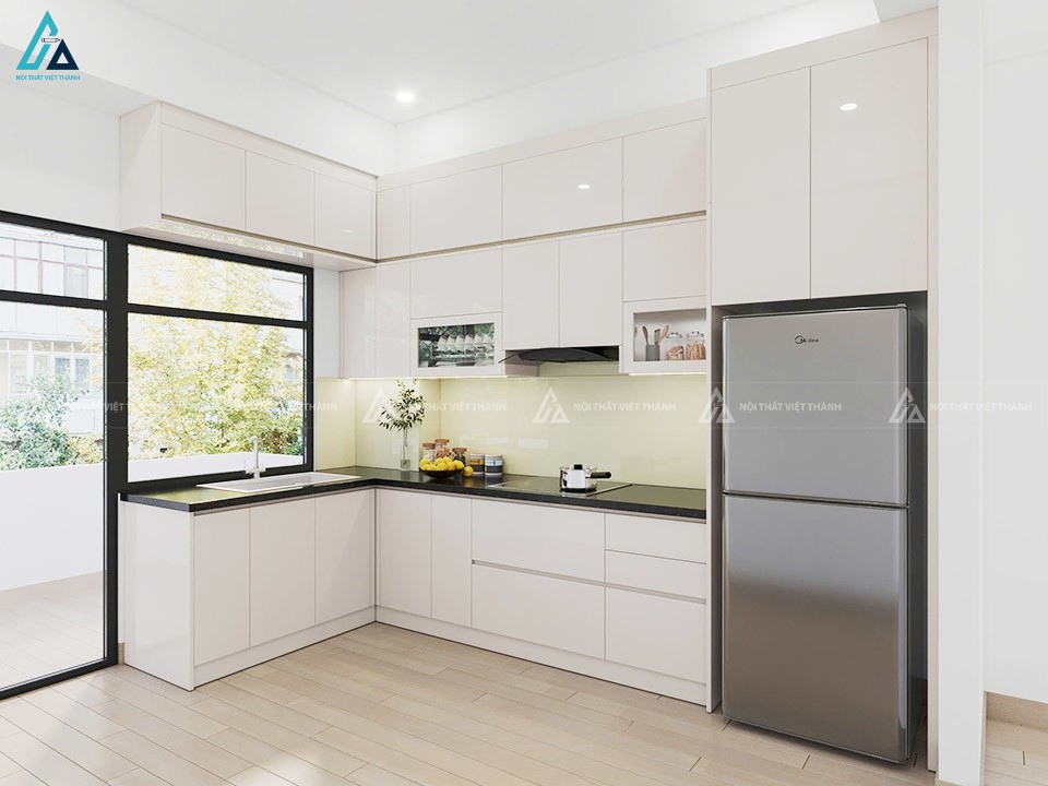 Tủ bếp acrylic cao cấp thiết kế hình chữ L hiện đại thông minh 2