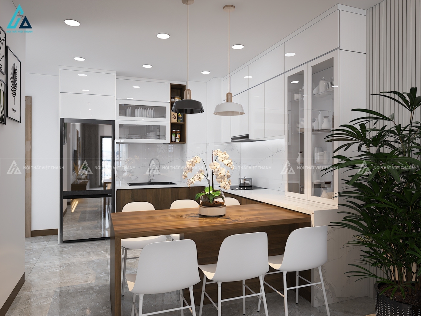 Tủ bếp hiện đại acrylic cao cấp thiết kế tối ưu không gian nhà bếp 1