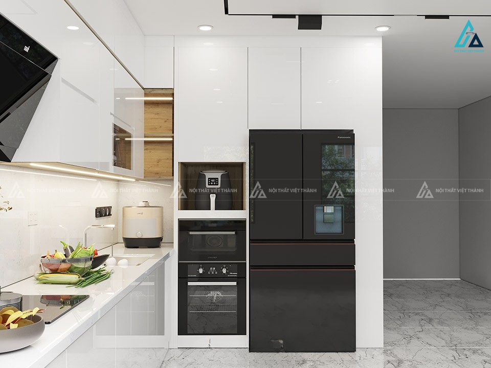 Bộ tủ bếp acrylic trắng bóng điểm nhấn hoàn hảo cho căn bếp 2