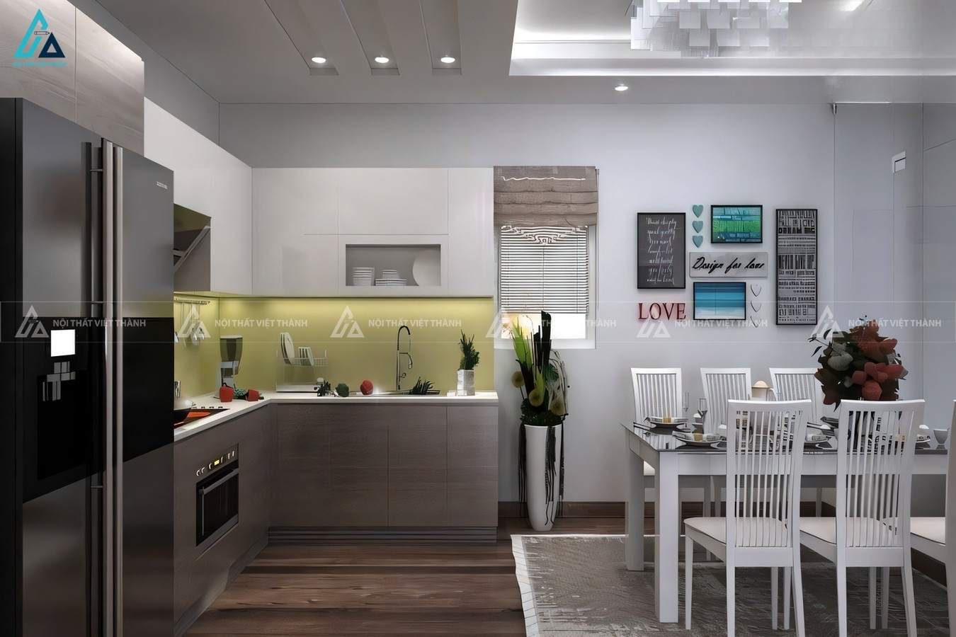 Tủ bếp acrylic bóng gương thiết kế tối ưu không gian bếp hiện đại 4
