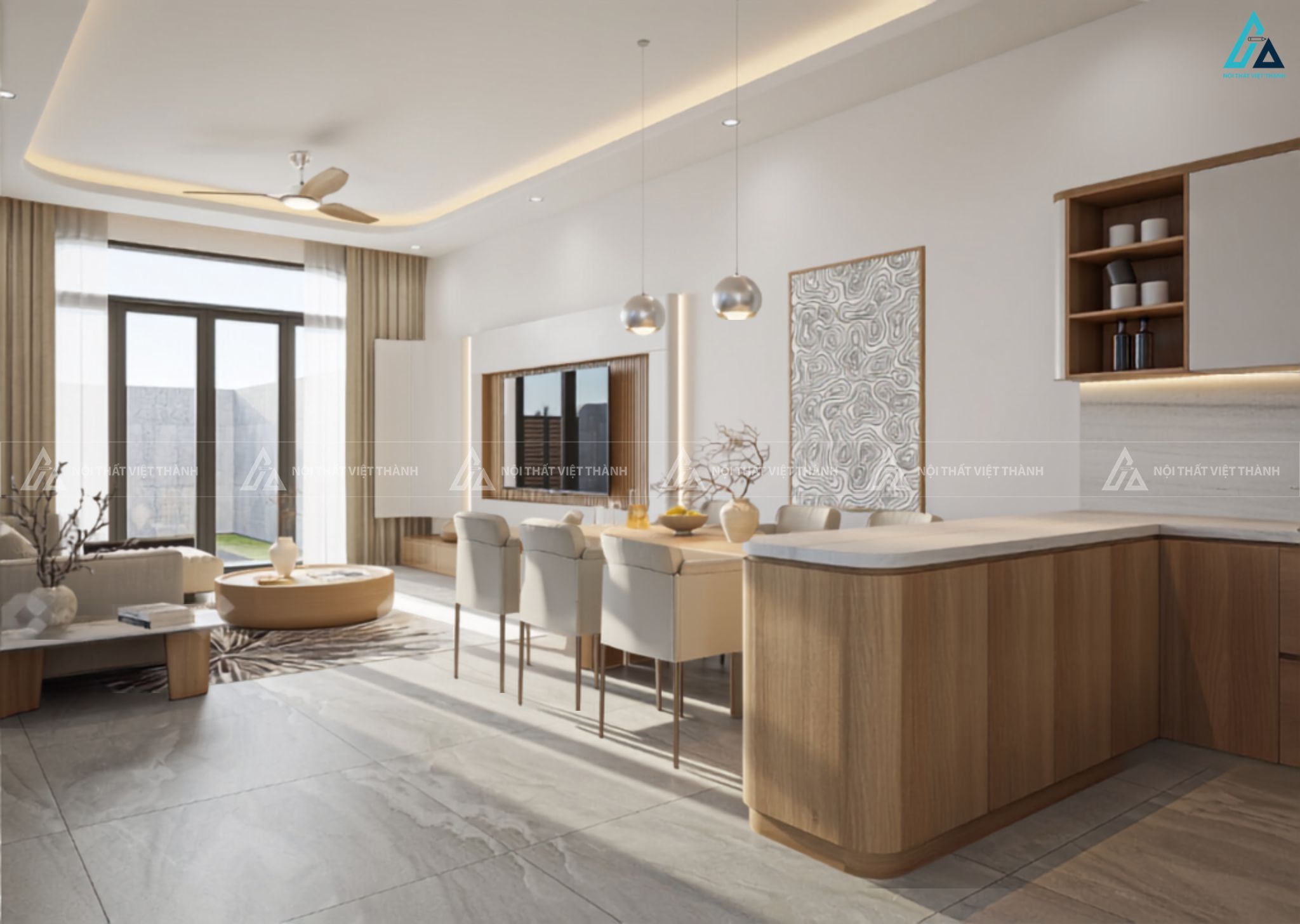 Tủ bếp gỗ công nghiệp cao cấp thiết kế bo tròn đẳng cấp hiện đại 3